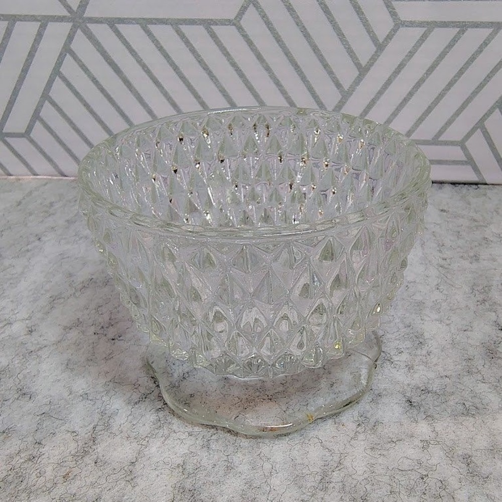 Indiana Glass Diamond Point Fairy Lamp Base Clear Pressed Glass Replacement